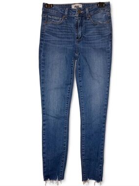 PAIGE Hoxton Ankle Jeans Women’s Size 25 Kennie Distressed High Rise Raw Hem